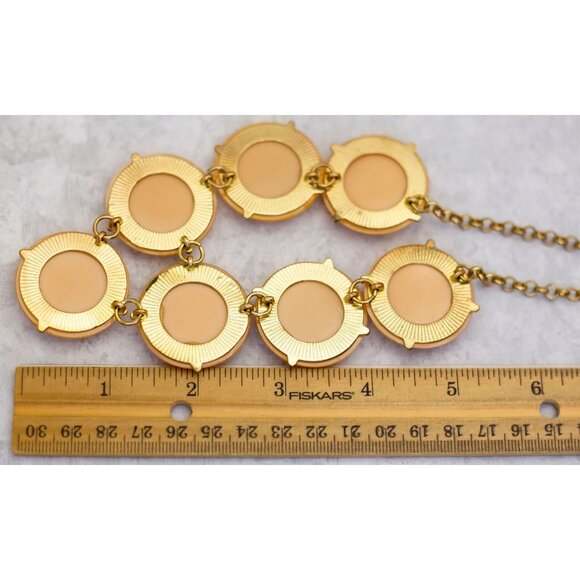 18 inch, Vintage Yellow Opaque Gem Honey Comb Bib Necklace - CO1 - Picture 3 of 3